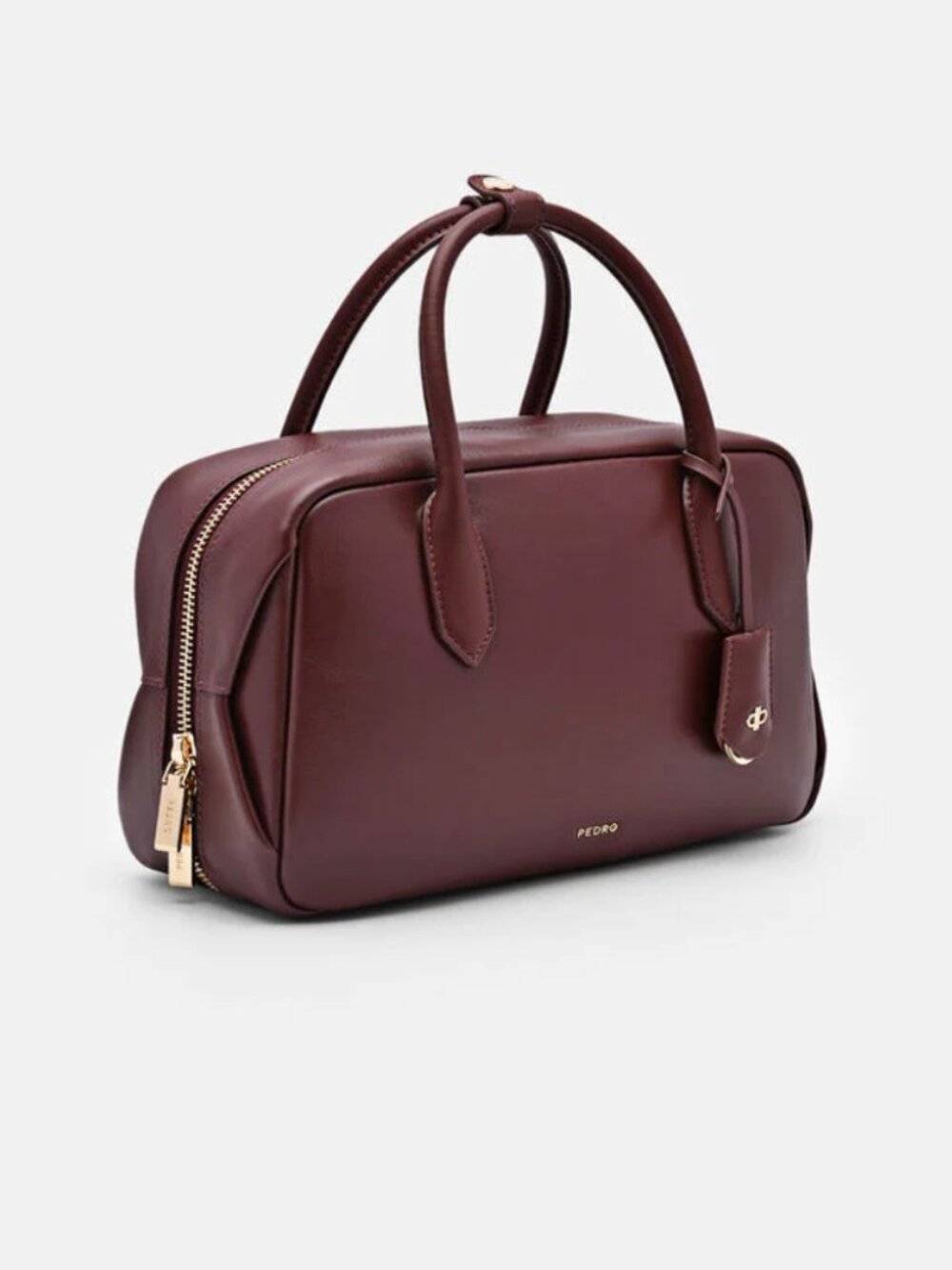 Pedro - burgundy leather bowling bag